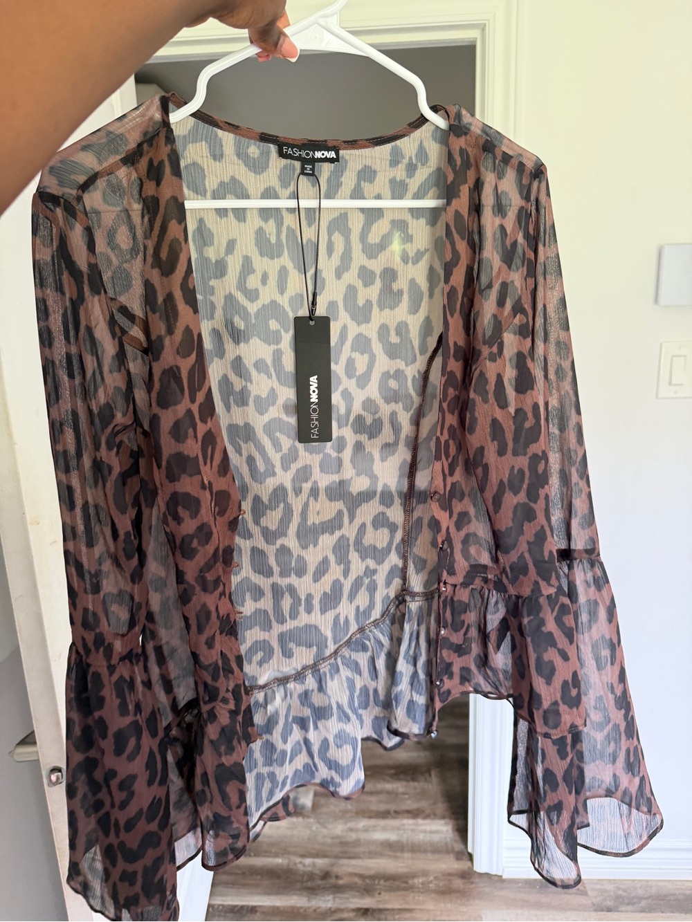 Fashion Nova Brown Leopard Peplum Top